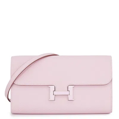 Pre-owned Hermes Pale Pink Epsom Leather Long Wallet (bi-fold) ()