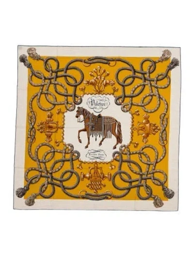 Pre-owned Hermes Palefroi Cashmere Shawl In Yellow