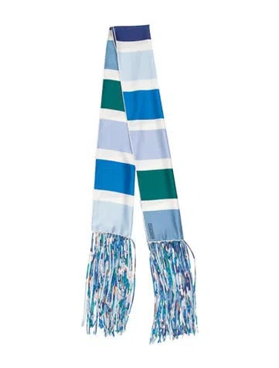 Pre-owned Hermes Palette Silk Muffler In Blue