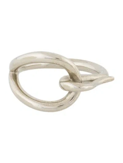 Pre-owned Hermes Palladium Knot Scarf Ring In Silver