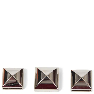 Pre-owned Hermes Palladium Medor Twilly Scarf Ring Set Of 3 In Multi
