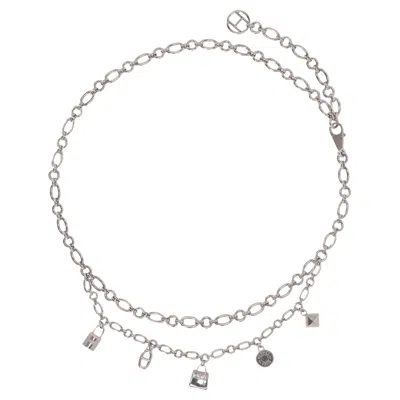 Pre-owned Hermes Palladium Plated Olga Chain Belt With Signature Charms In Gray