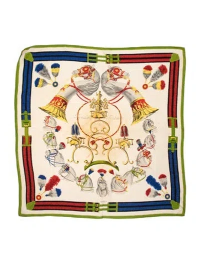 Pre-owned Hermes Panache Et Fantaisie Silk Scarf In Neutral