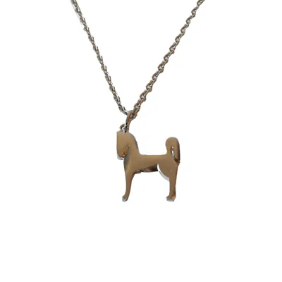 Pre-owned Hermes Panache Horse Necklace Silver In Os