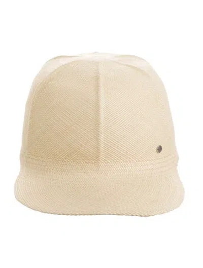 Pre-owned Hermes Panama Straw Riley Cap In Neutral
