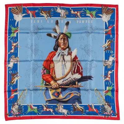 Pre-owned Hermes Hermès "pani La Shar Pawnee" Scarf In Blue