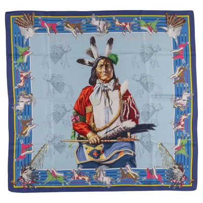 Pre-owned Hermes Hermès "pani La Shar Pawnee" Scarf In Gray