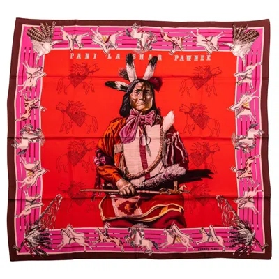 Pre-owned Hermes Hermès Pani La Shar Pawnee Scarf New In Box In Red