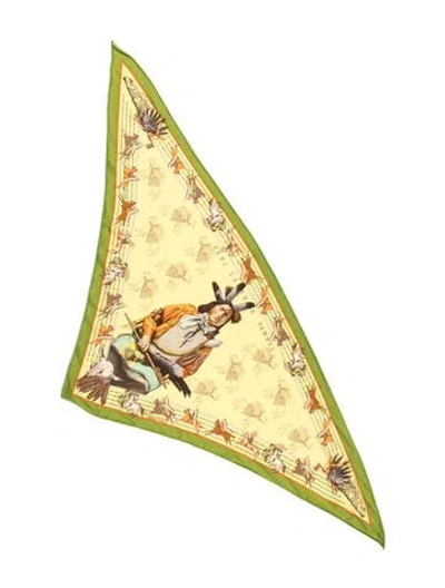 Pre-owned Hermes Pani La Shar Pawnee Silk Triangle Scarf In Green
