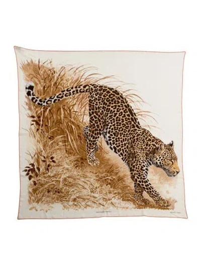 Pre-owned Hermes Panthera Pardus Cashmere Shawl In Neutral