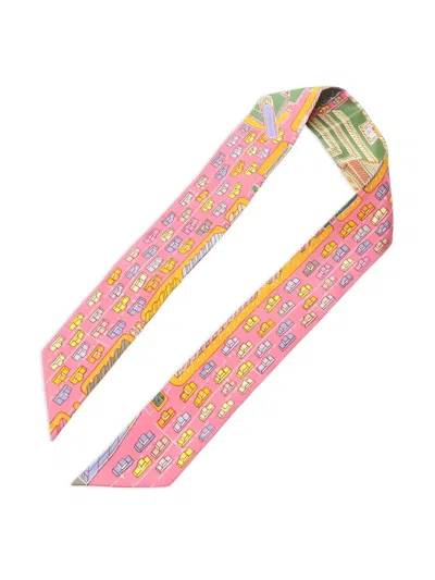 Pre-owned Hermes Pantin City Silk Scarf In Pink