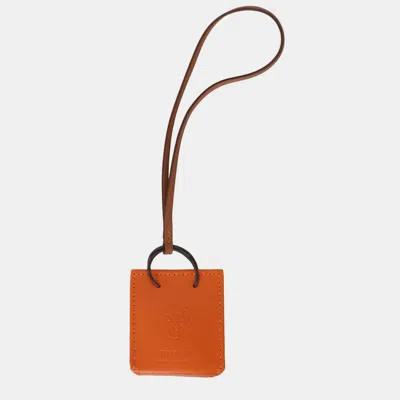 Pre-owned Hermes Paperbag Charm In Orange