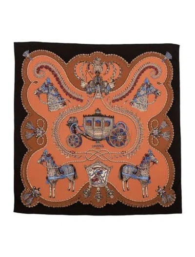 Pre-owned Hermes Paperoles Cashmere Shawl In Orange