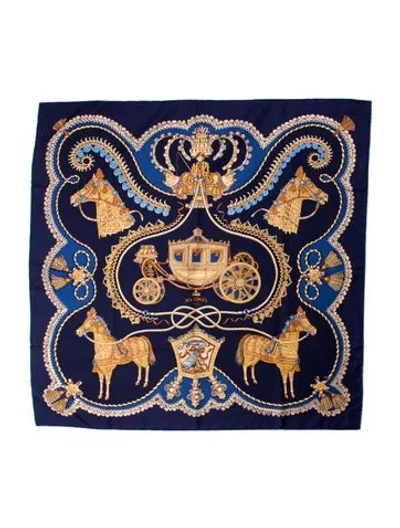 Pre-owned Hermes Paperoles Silk Scarf In Blue