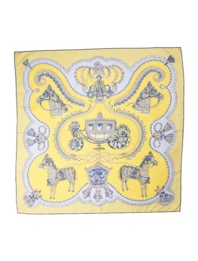 Pre-owned Hermes Paperoles Silk Scarf W/ Tags In Yellow
