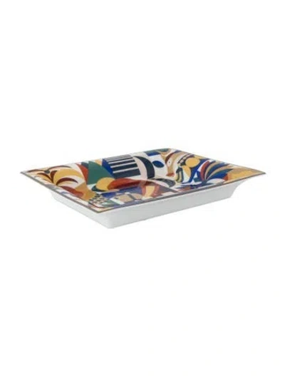 Pre-owned Hermes Parade En Fanfare Change Tray In White