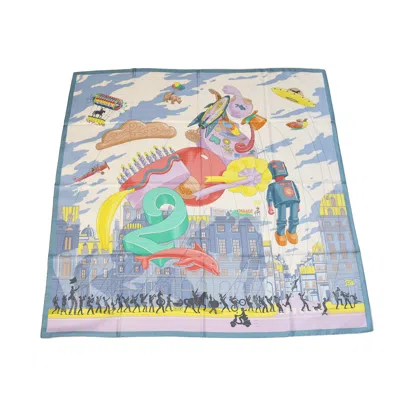 Pre-owned Hermes Parade Silk Square Scarf 90 Balloons Robot Multicolor