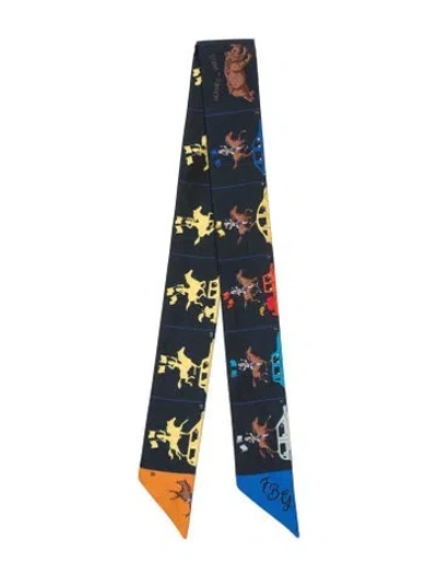 Pre-owned Hermes Parade Silk Twilly Scarf In Blue