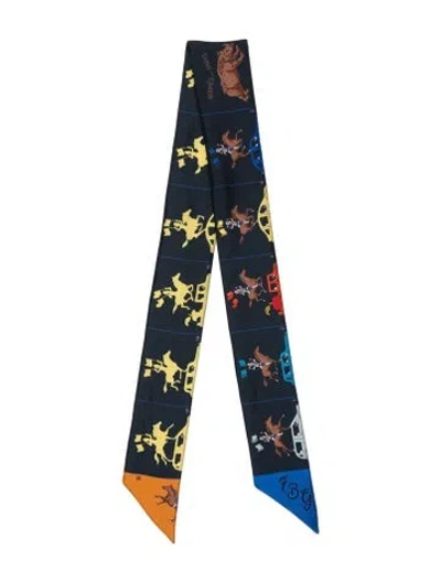 Pre-owned Hermes Parade Silk Twilly Scarf In Blue