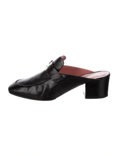 Pre-owned Hermes Paradis H Logo Mules In Black