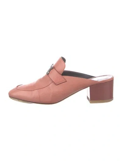 Pre-owned Hermes Paradis H Logo Mules In Pink