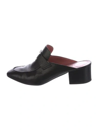 Pre-owned Hermes Paradis Leather Mules In Black
