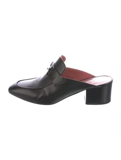 Pre-owned Hermes Paradis Leather Mules In Black