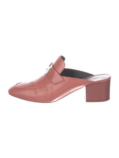 Pre-owned Hermes Paradis Leather Mules In Pink