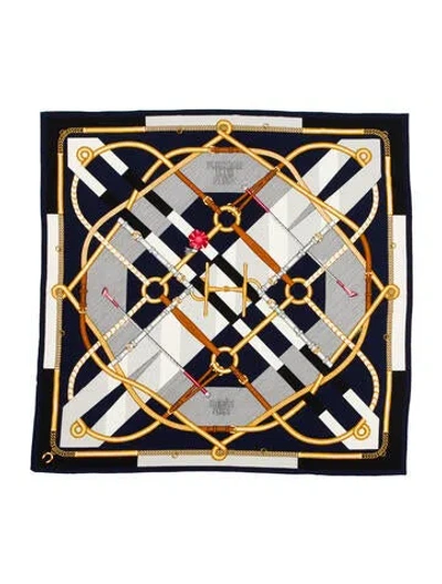 Pre-owned Hermes Parcours Sans Faute Cashmere Shawl In Blue