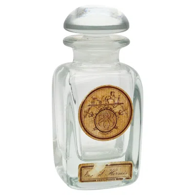 Pre-owned Hermes Paris 1950 Vintage Large Eau D'  Bottle In Crystal With Round Lid In Transparent