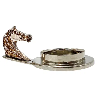 Pre-owned Hermes Hermès Paris 1960s Equestrian Horse Head Drink Holder – Made In France In Brown