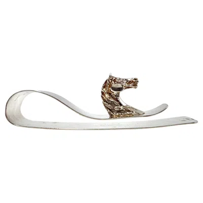 Pre-owned Hermes Hermès Paris 1960s Equestrian Horse Head Paper Holder – Made In France In Gray