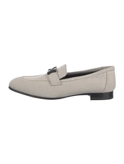 Pre-owned Hermes Paris Canvas Loafers In Neutral