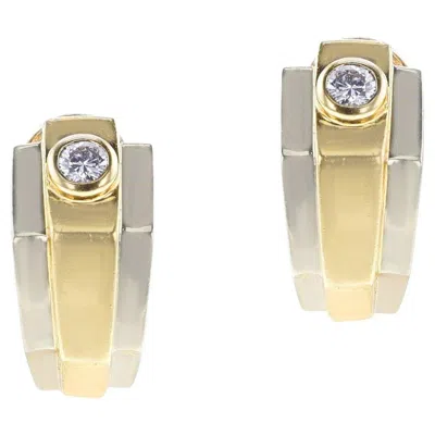 Pre-owned Hermes Paris Diamond And Two-tone Gold Earrings, 18k In Multi