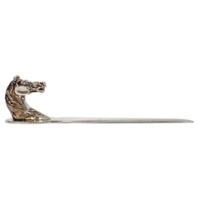 Pre-owned Hermes Hermès Paris Equestrian Horse Head Letter Opener – Made In France In Gray