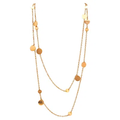 Pre-owned Hermes Hermès Paris Geometric Circles Long Sautoir Necklace In Solid 18kt Yellow Gold