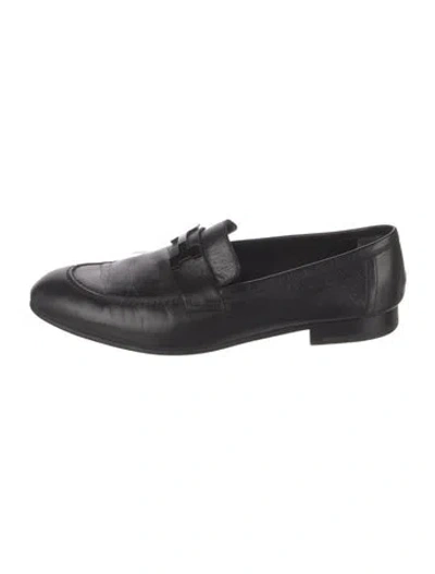 Pre-owned Hermes Paris H Logo Dress Loafers In Black