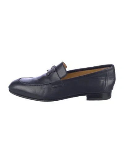 Pre-owned Hermes Paris H Logo Dress Loafers In Blue