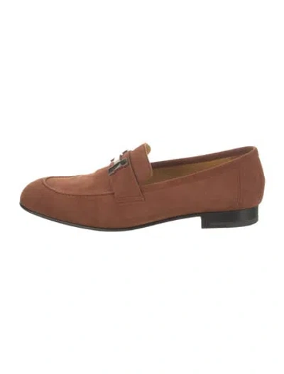 Pre-owned Hermes Paris H Logo Dress Loafers In Neutral