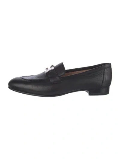 Pre-owned Hermes Paris H Logo Loafers In Black