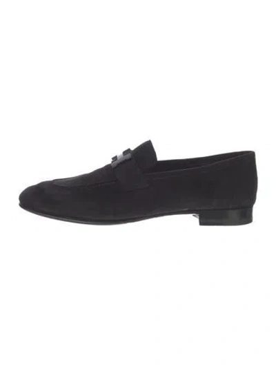 Pre-owned Hermes Paris H Logo Loafers In Black
