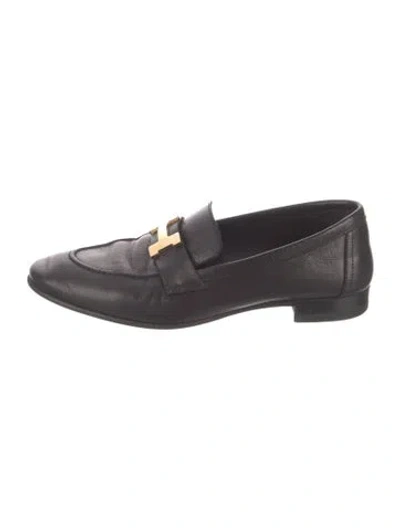 Pre-owned Hermes Paris H Logo Loafers In Black
