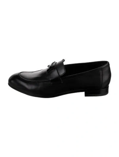 Pre-owned Hermes Paris H Logo Loafers In Black