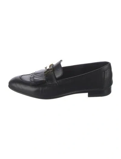Pre-owned Hermes Paris H Logo Loafers In Black