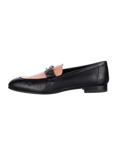 Pre-owned Hermes Paris H Logo Loafers In Black