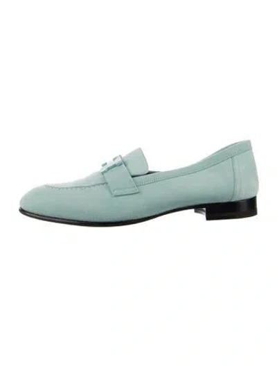 Pre-owned Hermes Paris H Logo Loafers In Blue