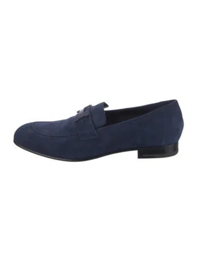 Pre-owned Hermes Paris H Logo Loafers In Blue