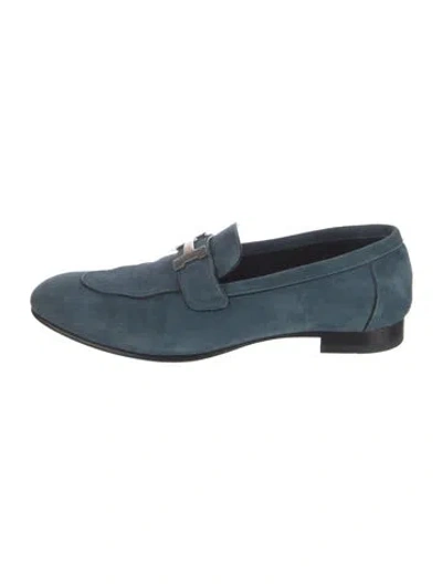 Pre-owned Hermes Paris H Logo Loafers In Blue