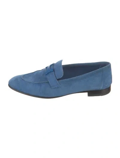Pre-owned Hermes Paris H Logo Loafers In Blue