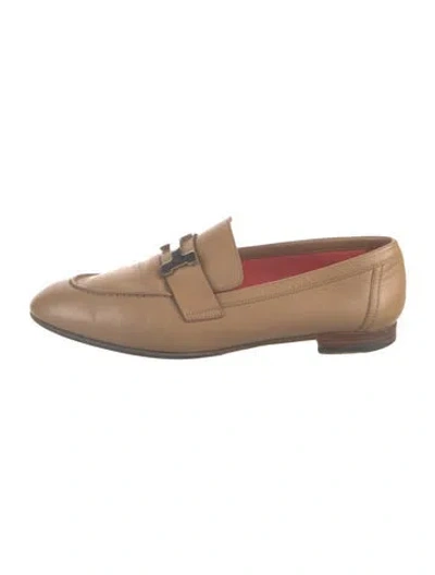 Pre-owned Hermes Paris H Logo Loafers In Brown